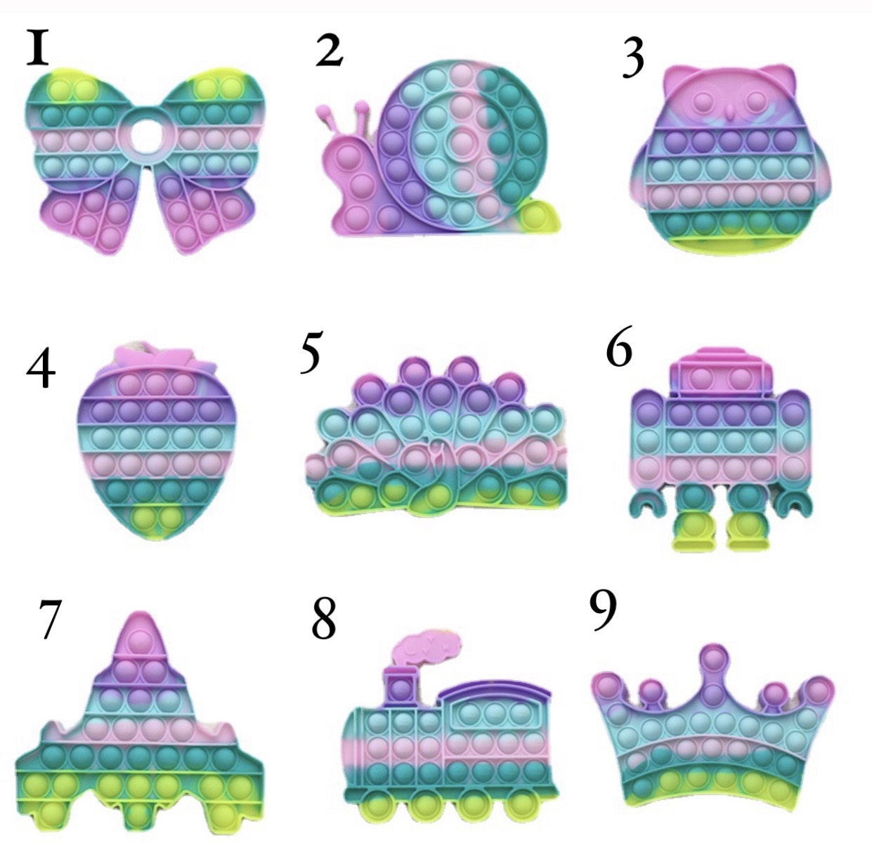 Colorful Jumbo Push Pop Fidget Sensory Toy from the Mermaid collection, featuring vibrant bubbles and a whimsical design.