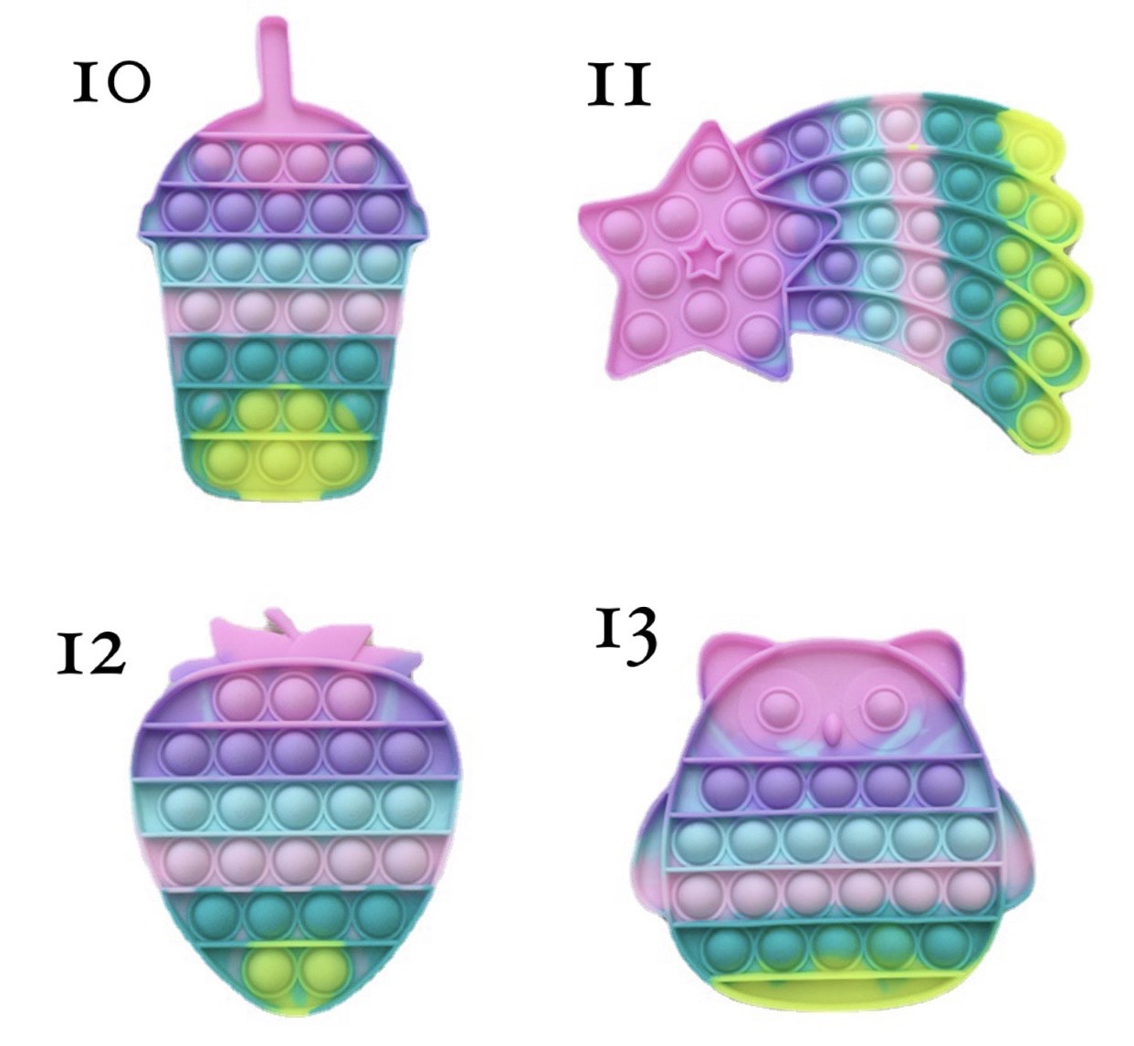 Colorful Jumbo Push Pop Fidget Sensory Toy from the Mermaid collection, featuring vibrant bubbles and a whimsical design.