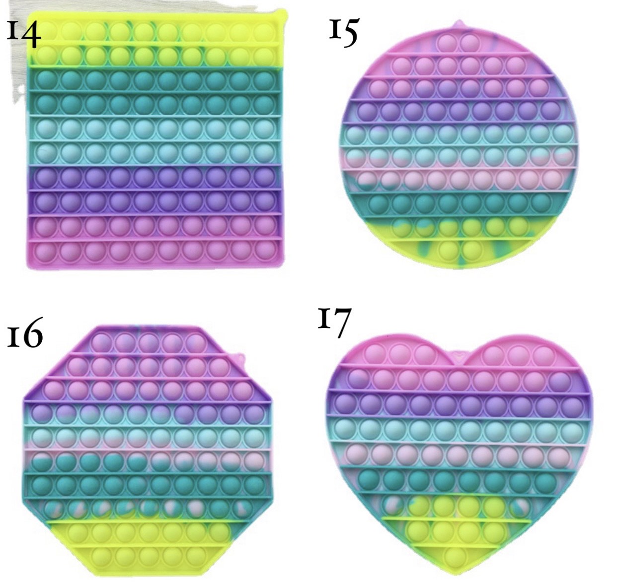 Colorful Jumbo Push Pop Fidget Sensory Toy from the Mermaid collection, featuring vibrant bubbles and a whimsical design.