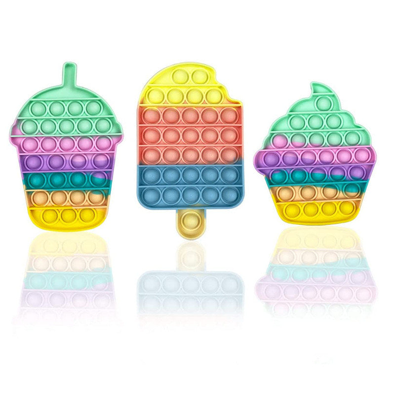 Jumbo Push Pop Fidget Sensory Toy in vibrant ice cream design, showcasing colorful silicone bubbles ready to be popped.