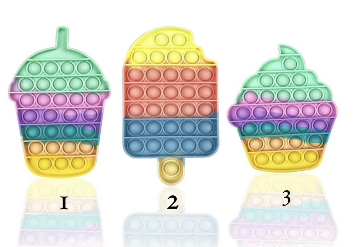 Jumbo Push Pop Fidget Sensory Toy in vibrant ice cream design, showcasing colorful silicone bubbles ready to be popped.