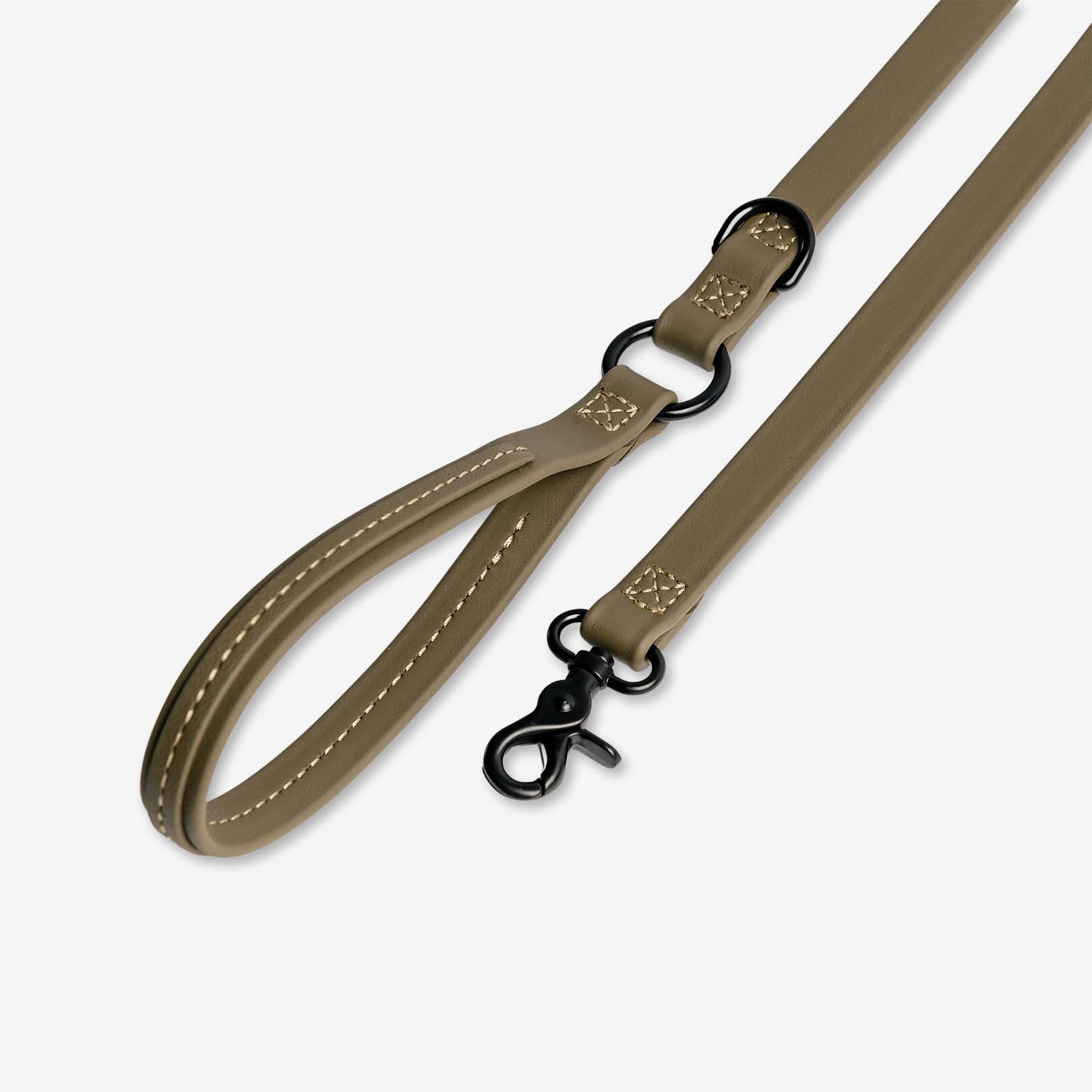 A stylish Jump Around Leash made from durable Super Heavy Biothane, featuring a one-hand clasp and D-ring attachment, perfect for active dogs.