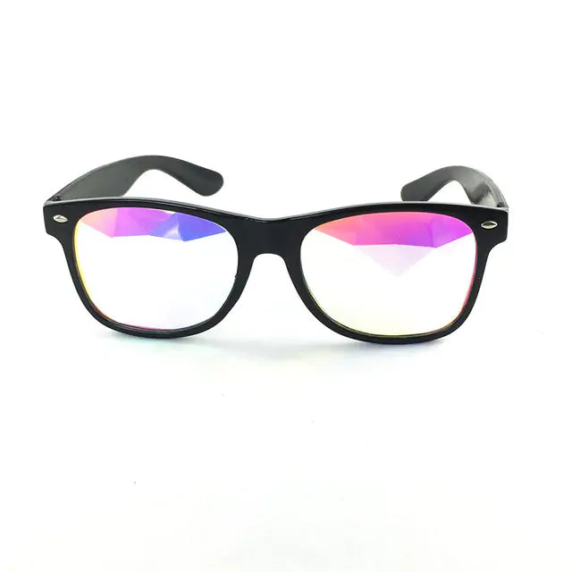 Colorful Kaleidoscope Sunglasses with vibrant lens design and lightweight plastic frame, perfect for parties.