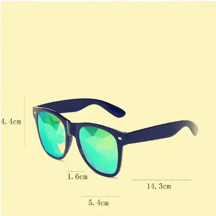 Colorful Kaleidoscope Sunglasses with vibrant lens design and lightweight plastic frame, perfect for parties.