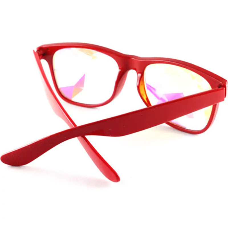 Colorful Kaleidoscope Sunglasses with vibrant lens design and lightweight plastic frame, perfect for parties.