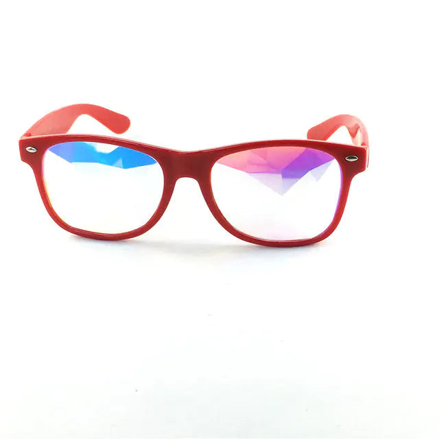 Colorful Kaleidoscope Sunglasses with vibrant lens design and lightweight plastic frame, perfect for parties.