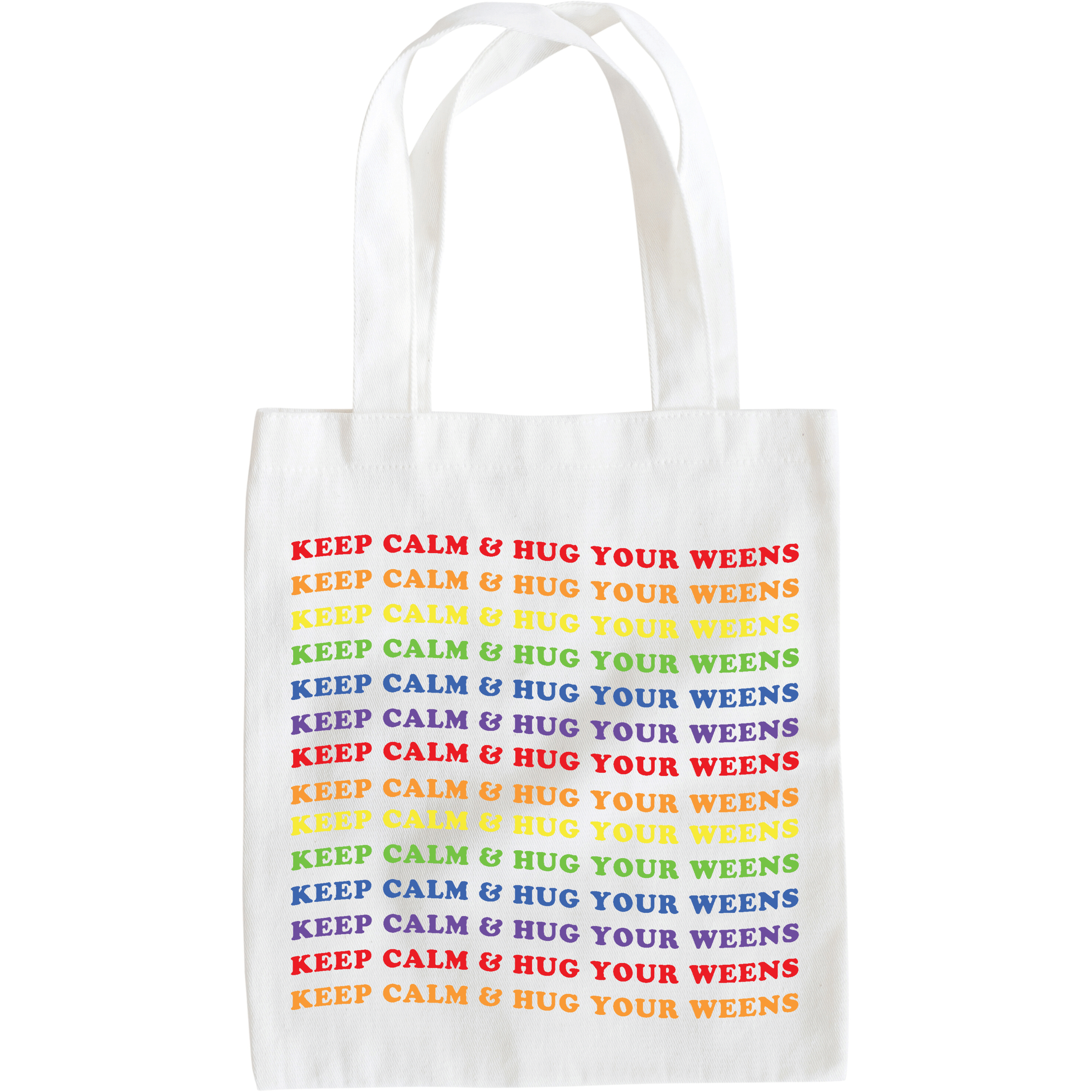 Colorful Keep Calm Wiener Dog Tote bag, handmade and eco-friendly, featuring a unique design perfect for dog lovers.