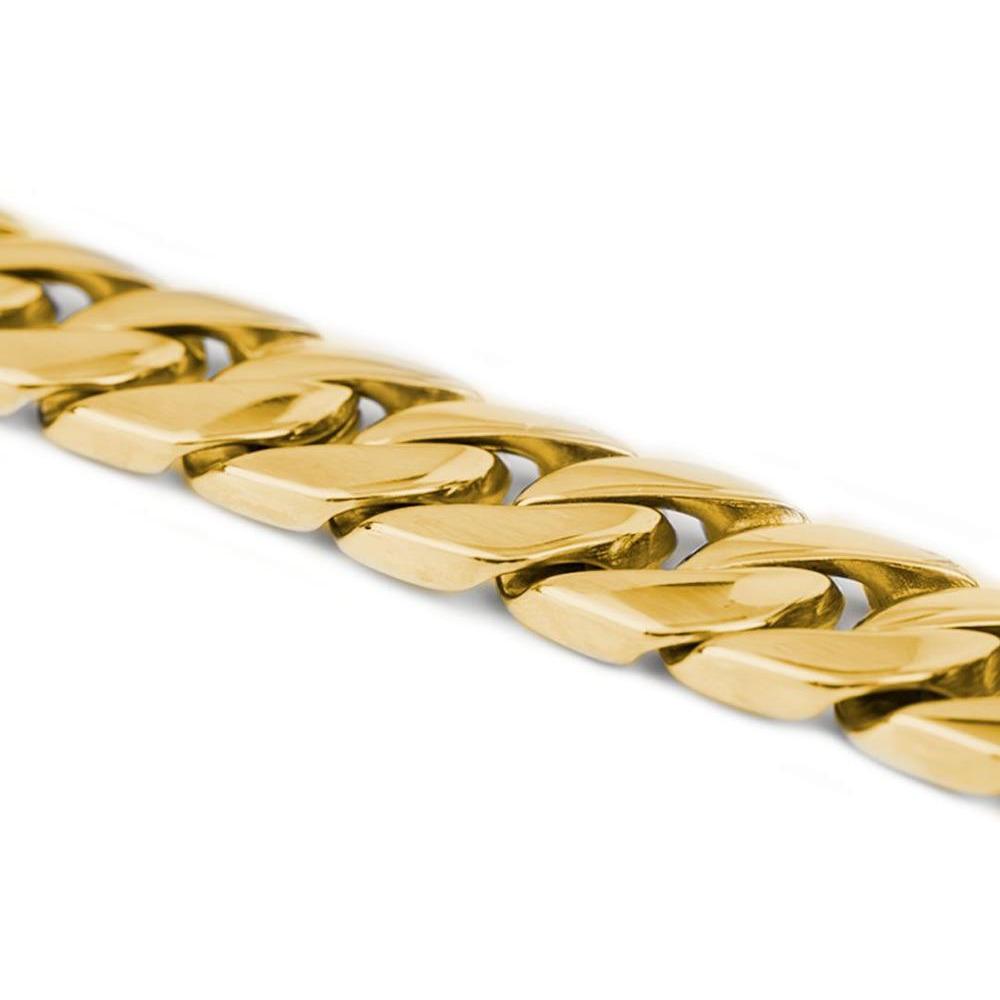 Kilo Cuban Link Dog Leash made of 14K gold-plated marine-grade steel, showcasing a luxurious and chunky design.