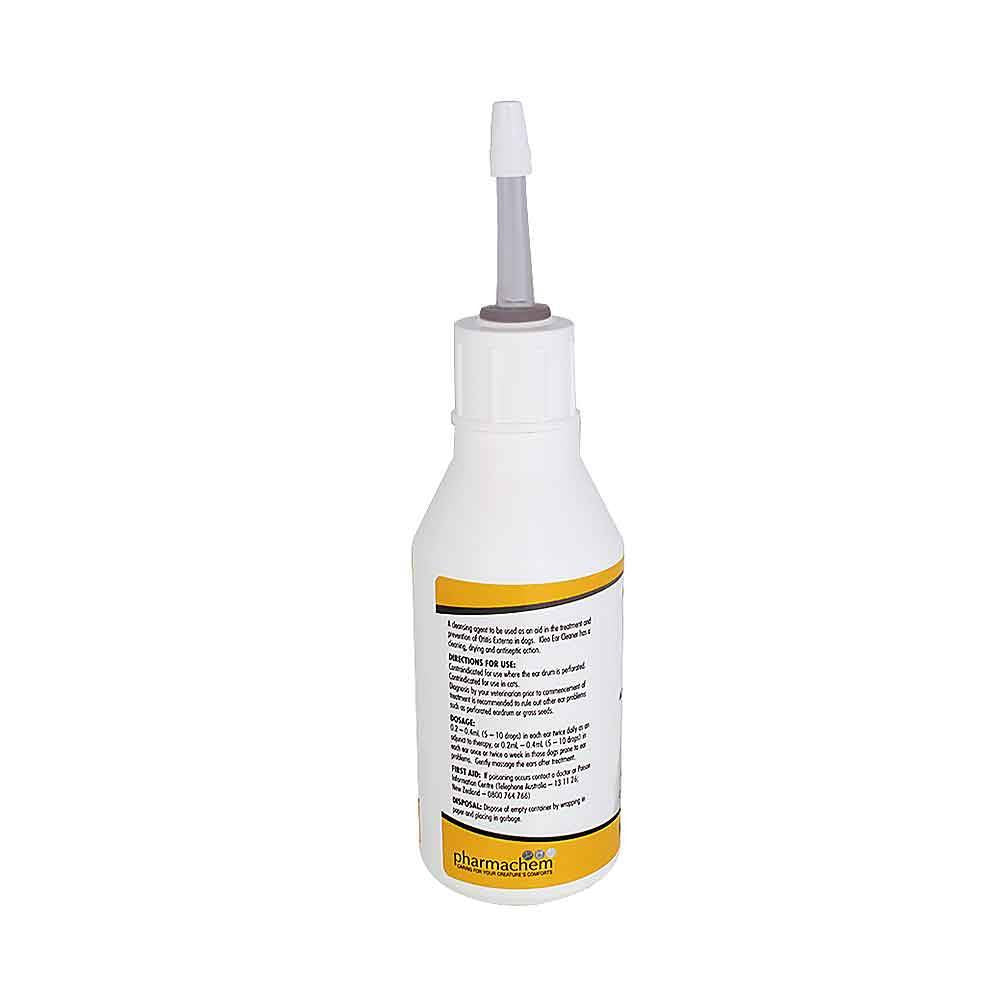 Kleo Ear Cleaner 100ml bottle with flexible applicator for dog ear hygiene.