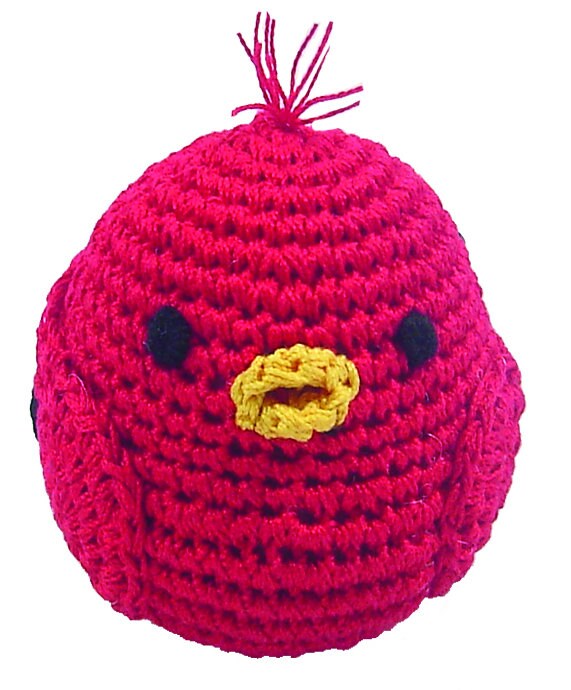 Knit Knacks Organic Cotton Pet and Dog Toys featuring colorful birds and bees, perfect for small dogs.