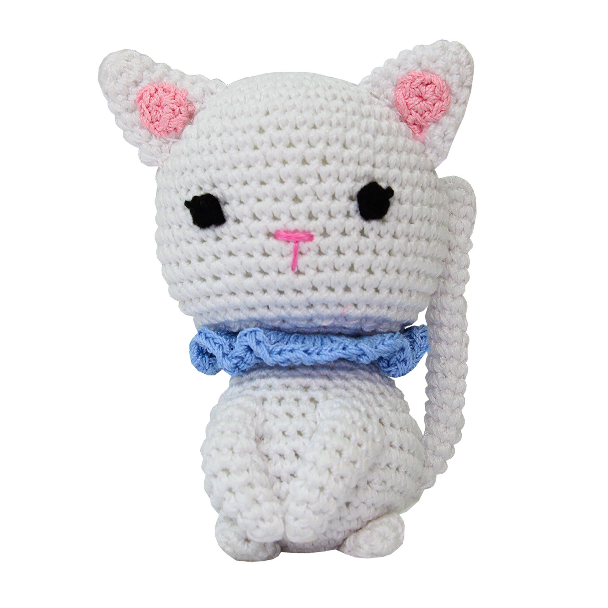 Knit Knacks Organic Cotton Pet Toy 'Kitty Purry' in vibrant colors, crocheted design, perfect for small dogs and cats.