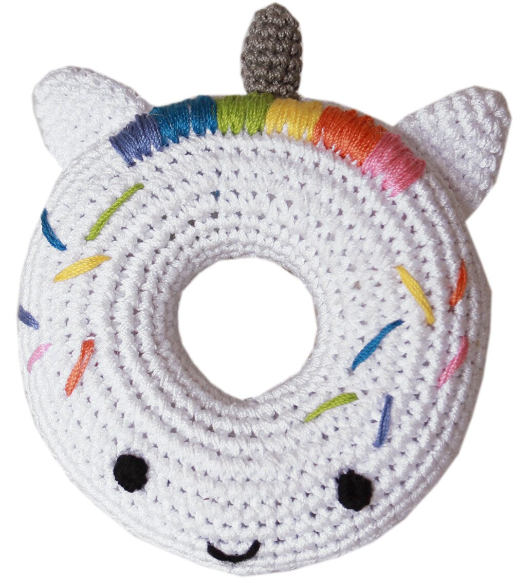 Knit Knacks Organic Cotton Pet & Dog Toys featuring Unicorn, Poo, Donut, Rainbow, and Dragon designs, perfect for small-medium dogs.