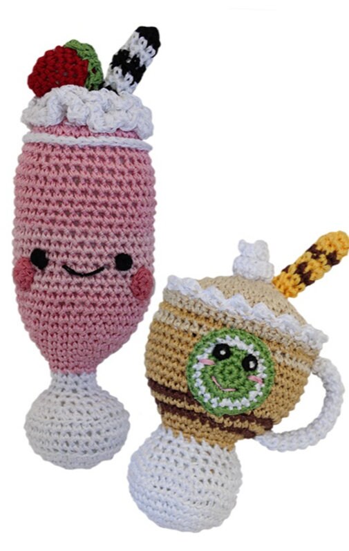 Knit Knacks Organic Cotton Pet & Dog Toys in various colorful designs, perfect for small-medium dogs.