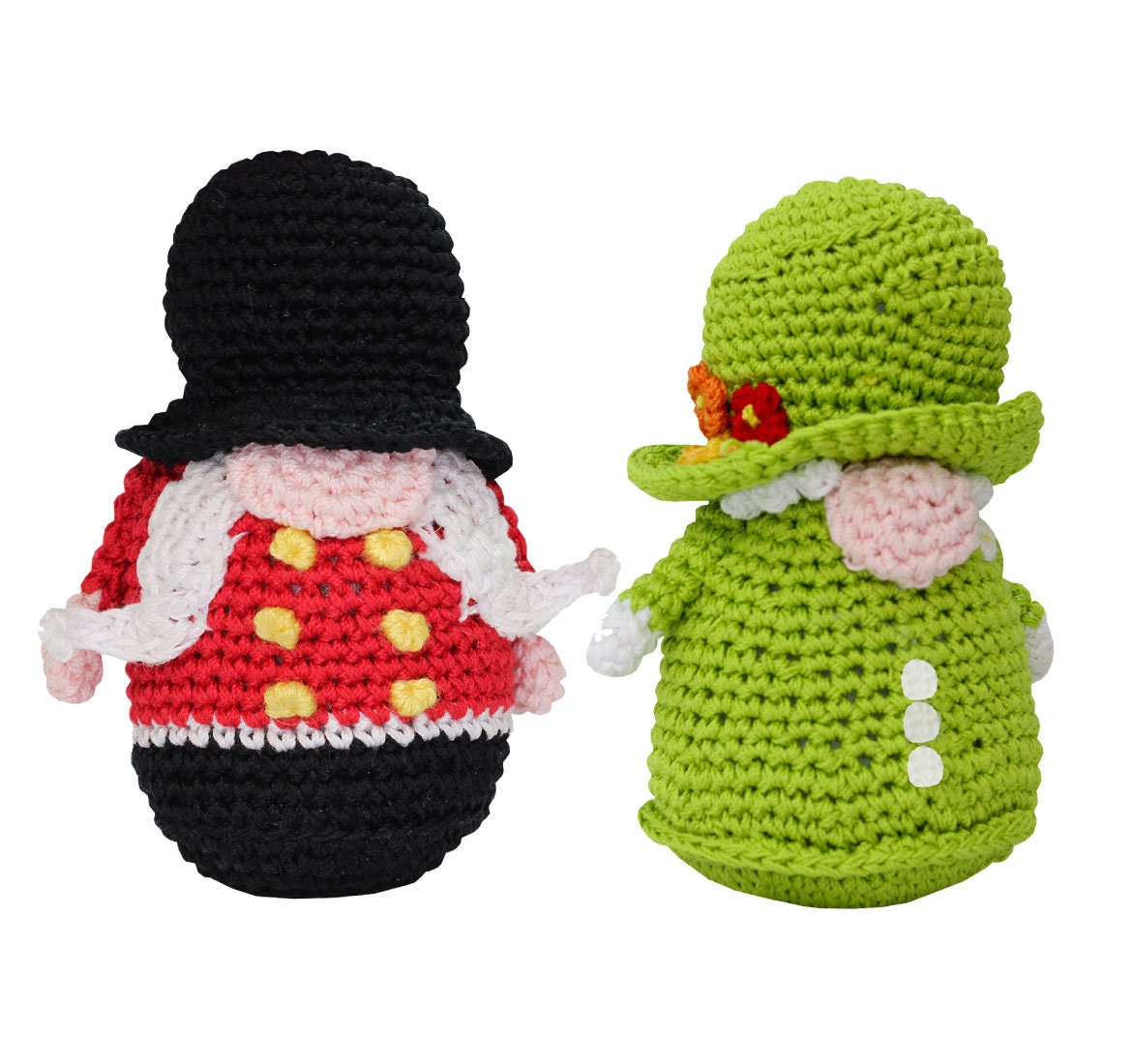 Knit Knacks Organic Cotton Pet Toys featuring Queenie The Gnome and The Queens Guard, perfect for small dogs.