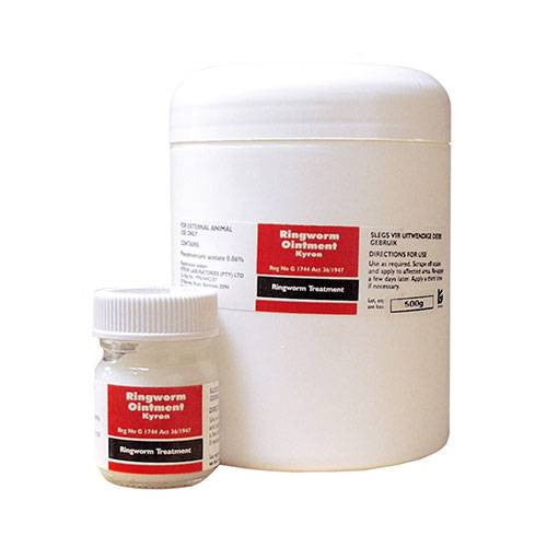 Kyron Ringworm Ointment 25g tube with label, designed for treating ringworm in pets.