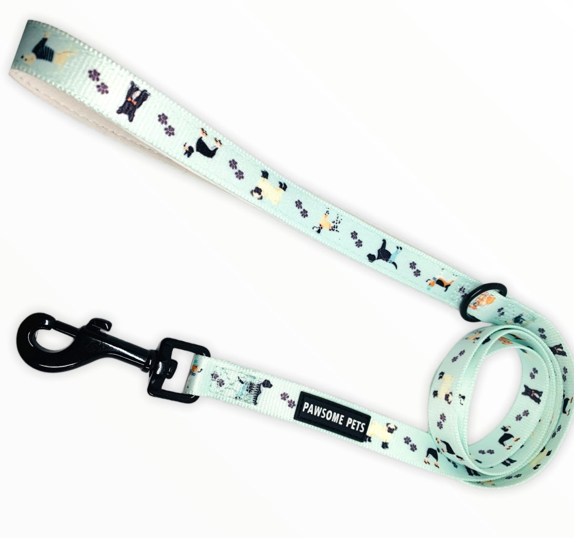 Stylish Dapper Doggy leash featuring rose gold hardware and reinforced nylon strapping, perfect for fashionable dog walks.