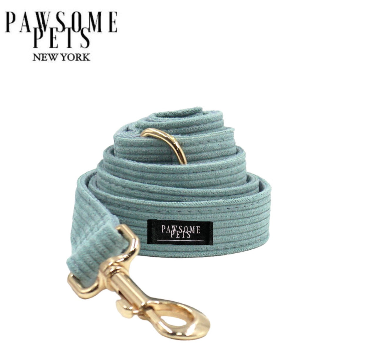 Marine Green dog leash with rose gold hardware, featuring a sturdy D-Ring and reinforced nylon strapping.
