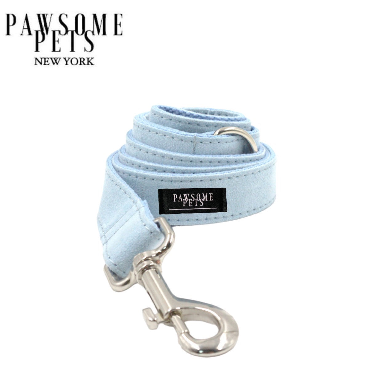 OCAEN BLUE leash featuring rose gold hardware and nylon strapping, designed for stylish dog walks.