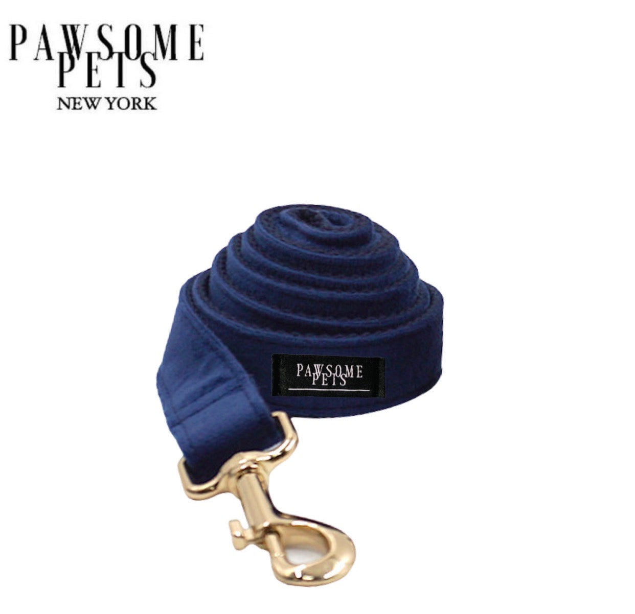 Stylish royal blue dog leash with rose gold hardware, featuring a sturdy D-Ring for accessories.