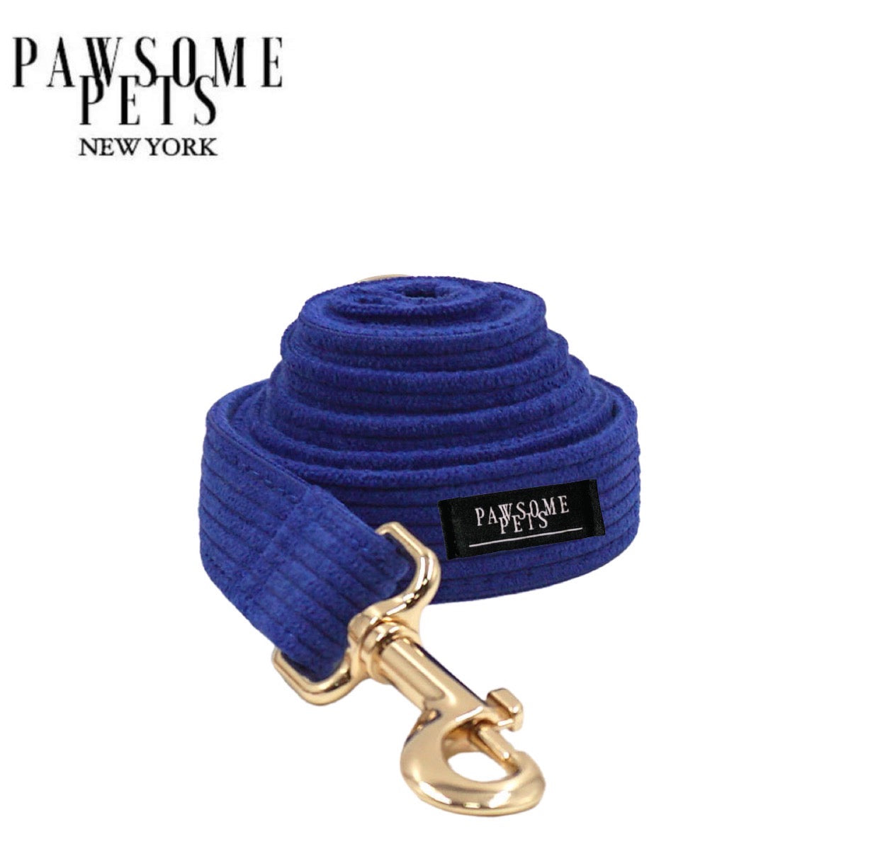 Stylish LEASH - SAPPHIRE with rose gold hardware, perfect for dog walking.