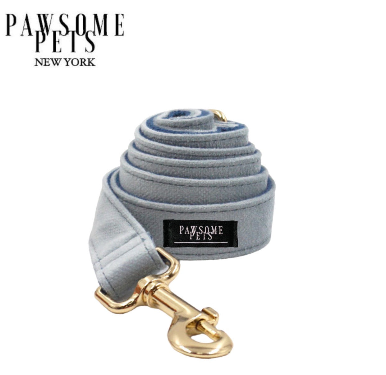 Stylish silver grey dog leash with rose gold hardware and D-Ring.