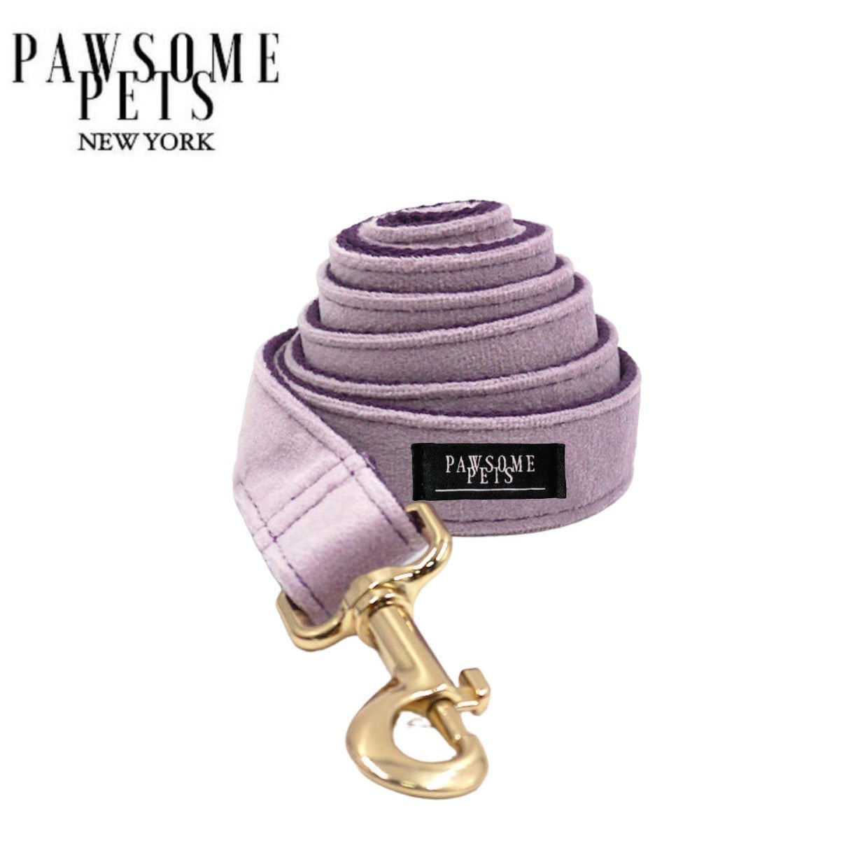 Stylish violet dog leash with rose gold hardware and D-Ring for accessories, designed for comfort and durability.
