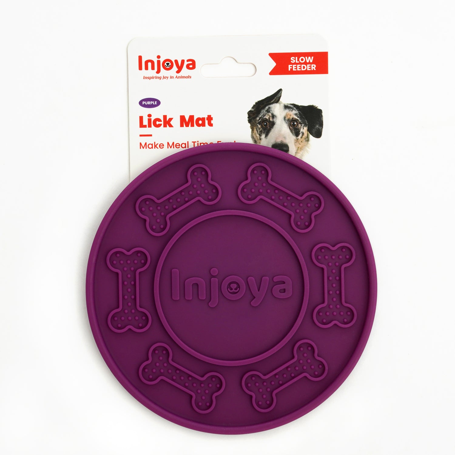 Injoya Lick Mat for dogs, made of non-toxic rubber, designed for mental stimulation and slow feeding.