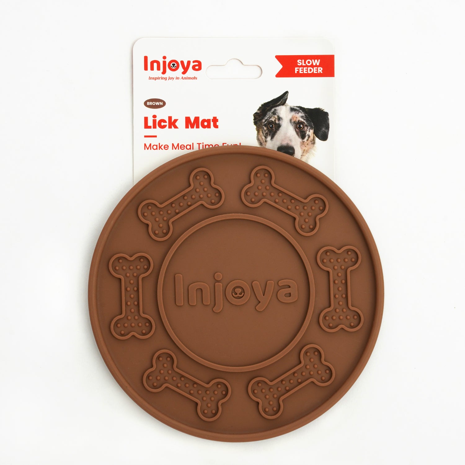 Injoya Lick Mat for dogs, made of non-toxic rubber, designed for mental stimulation and slow feeding.
