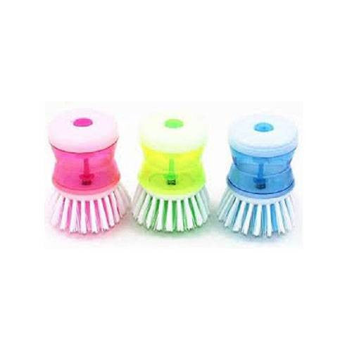 Lickimat Automatic Liquid Washing Brush in pink and green, designed for cleaning LickiMats efficiently.