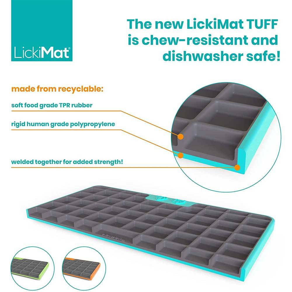 Lickimat Playdate Deluxe Treat Mat in vibrant colors, designed for dogs and cats to enjoy their meals while promoting calmness and oral health.