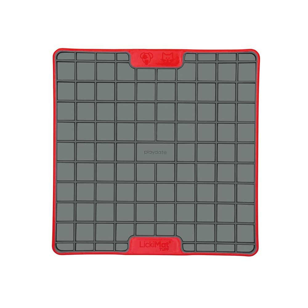 Lickimat Playdate Deluxe Treat Mat in vibrant colors, designed for dogs and cats to enjoy their meals while promoting calmness and oral health.