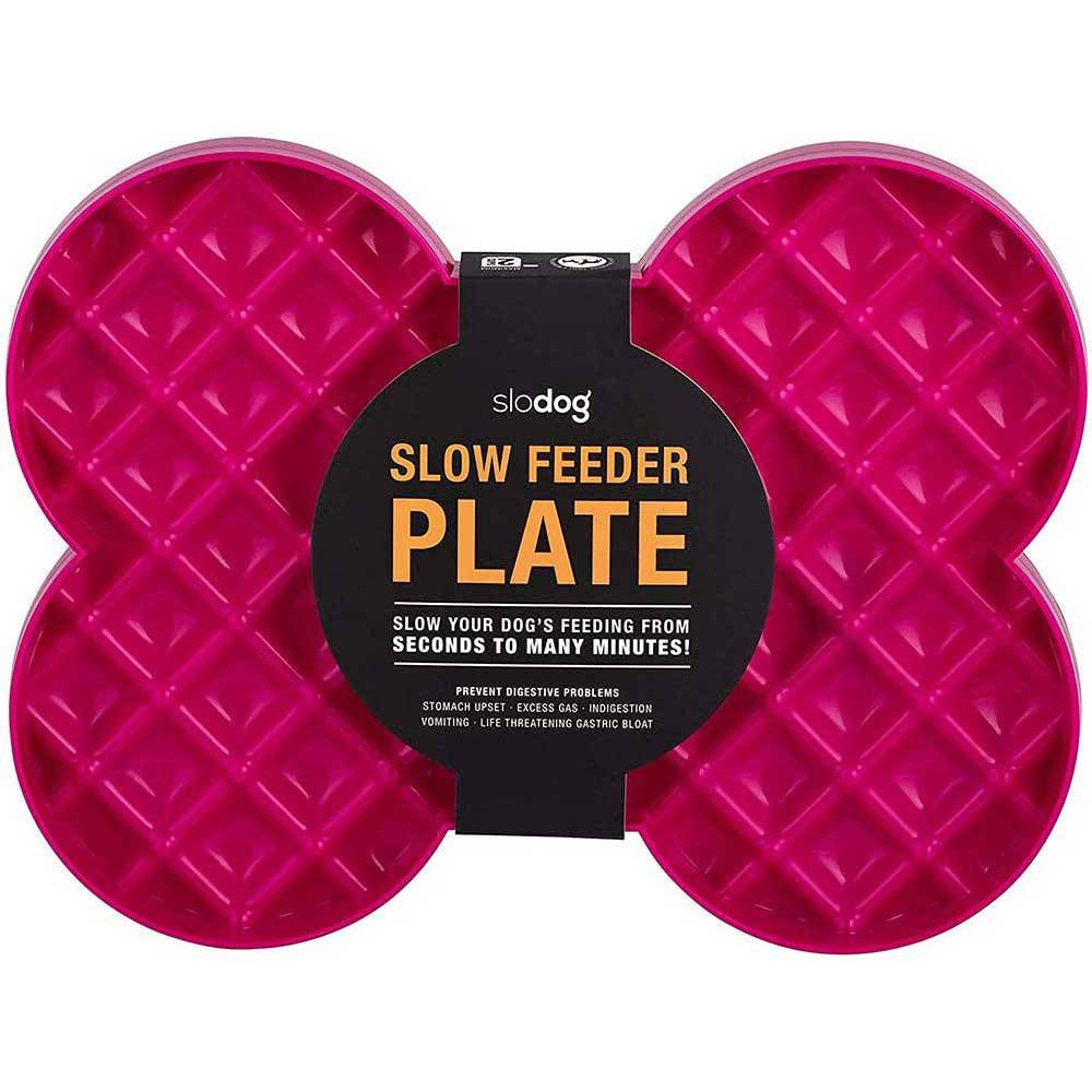 Lickimat SloDog Slow Feeder Plate in black, featuring shallow pockets for easy feeding and promoting slow eating habits in dogs.