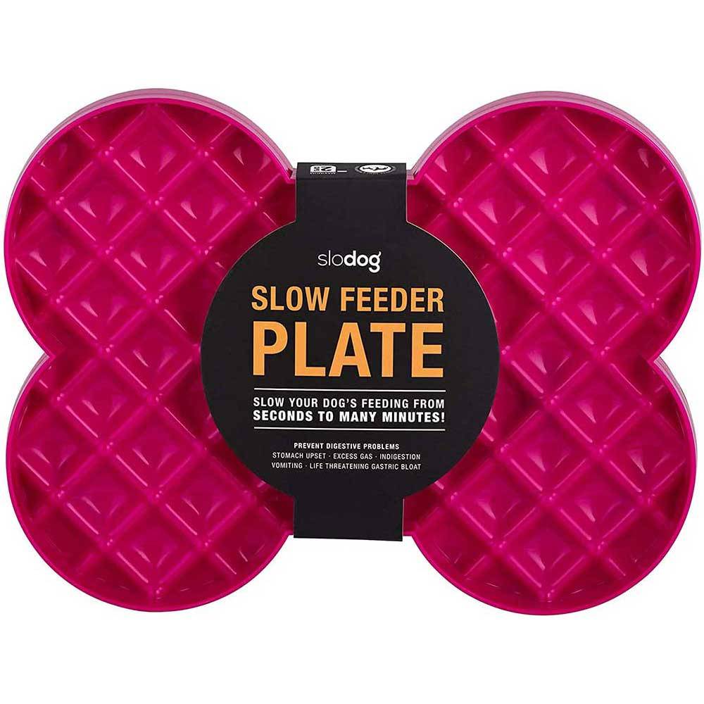 Lickimat SloDog Slow Feeder Plate in black, featuring shallow pockets for easy feeding and promoting slow eating habits in dogs.