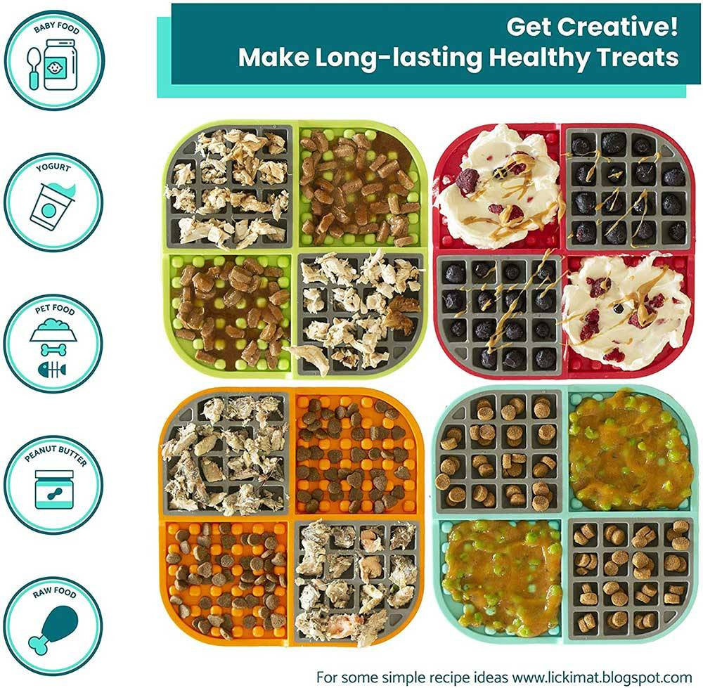 Lickimat Slomo Treat Mat for Cats in vibrant colors, designed for slow feeding and calming licking behavior.