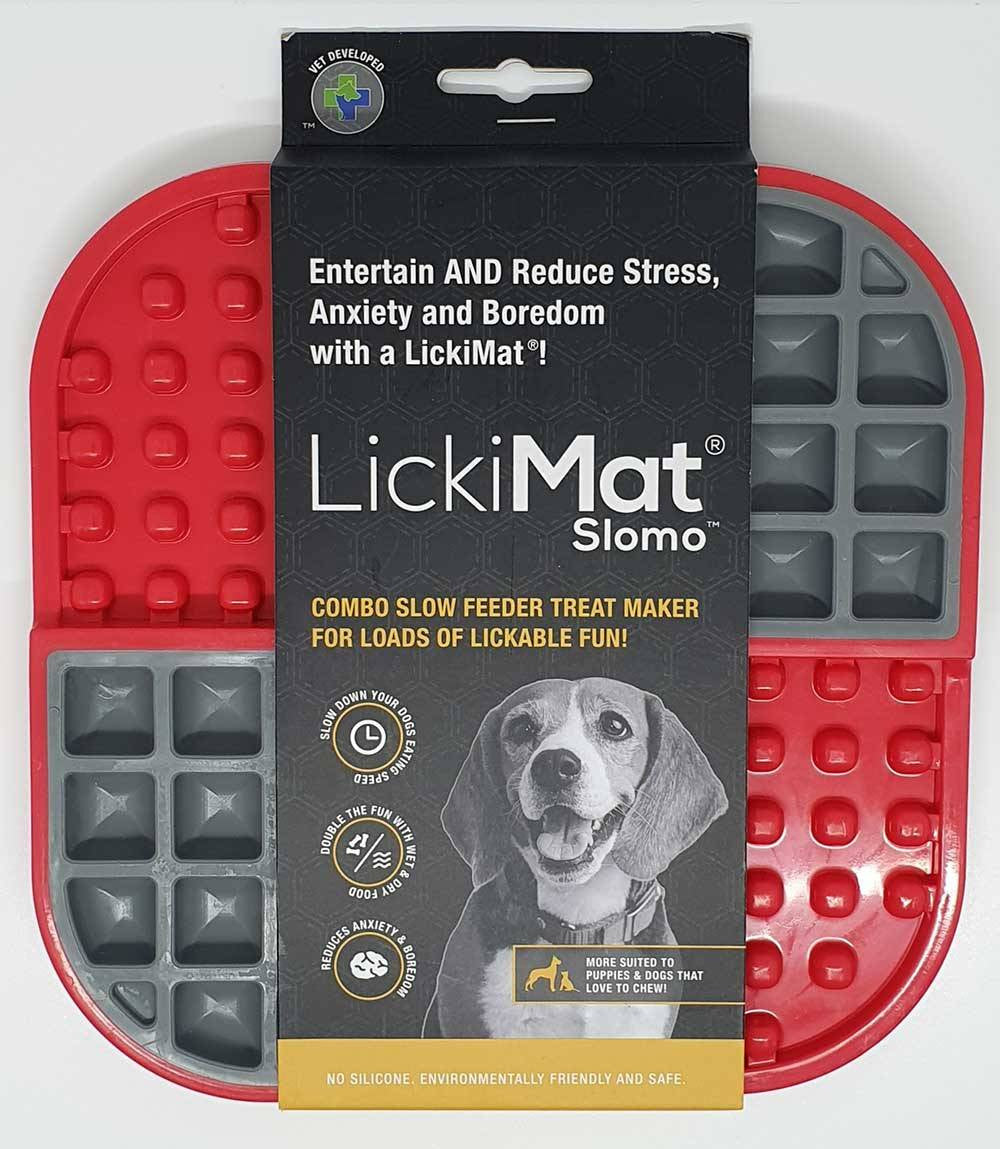 Lickimat Slomo Treat Mat for Cats in vibrant colors, designed for slow feeding and calming licking behavior.
