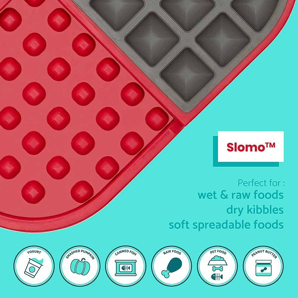 Lickimat Slomo Treat Mat for Cats in vibrant colors, designed for slow feeding and calming licking behavior.