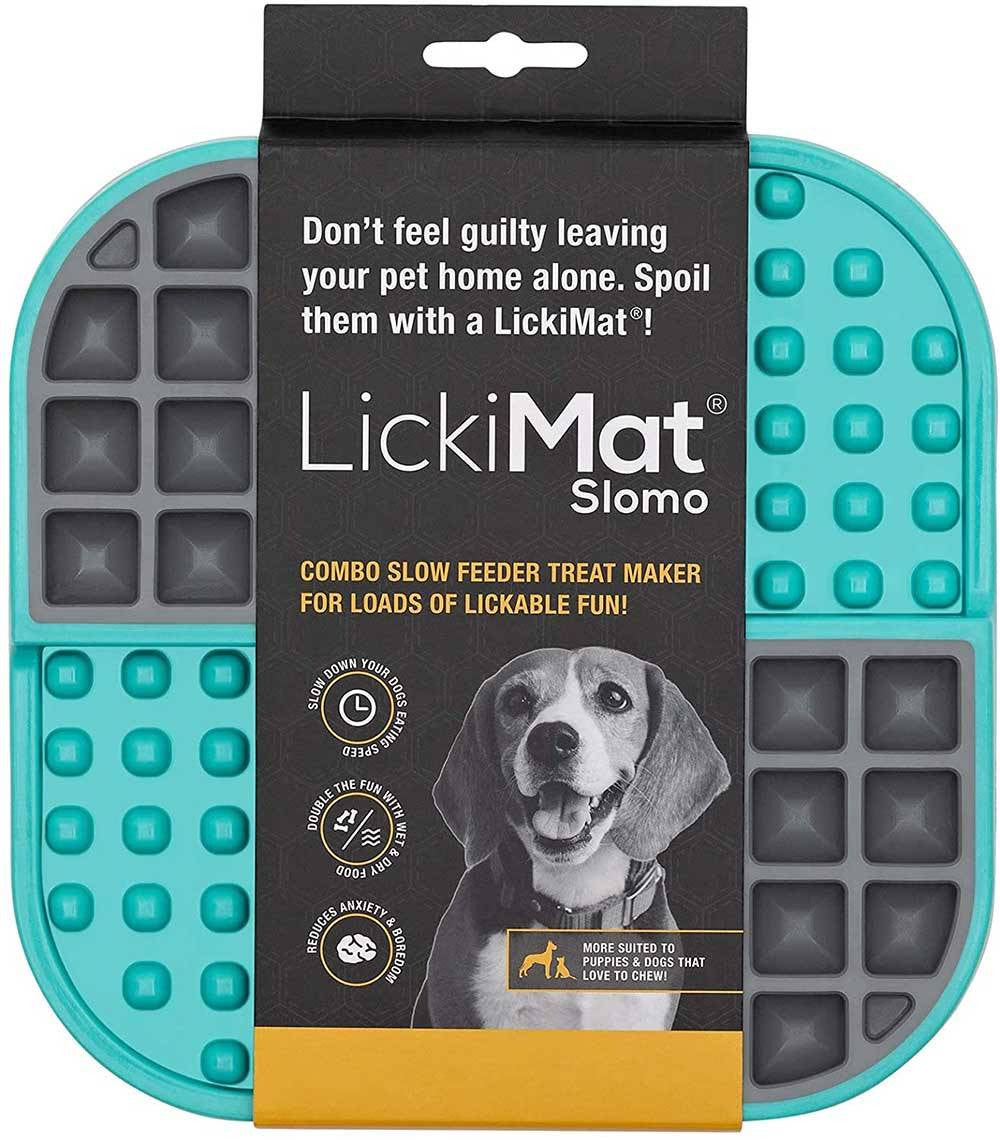 Lickimat Slomo Treat Mat for Cats in vibrant colors, designed for slow feeding and calming licking behavior.