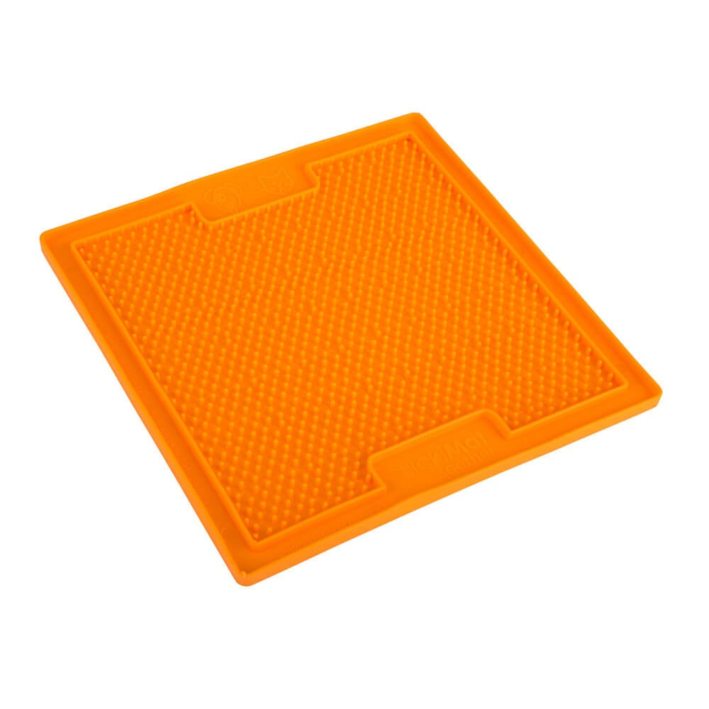 Lickimat Soother Treat Mat for dogs and cats, featuring a raised bumpy design ideal for runny treats like yogurt and gravy, in vibrant colors.