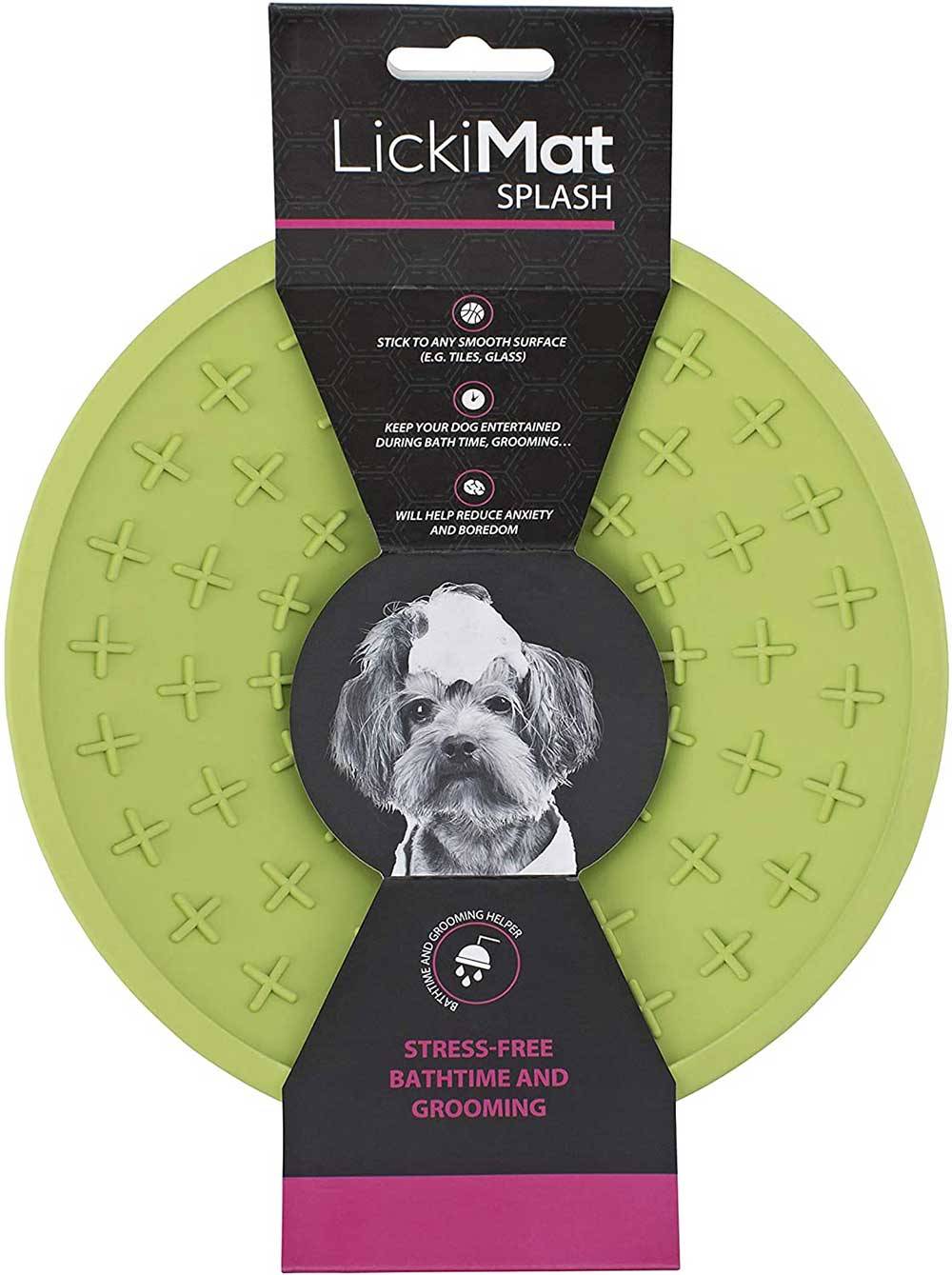 Lickimat Splash Bowl in vibrant colors, designed for dogs and cats, featuring a suction cap for secure attachment during feeding.