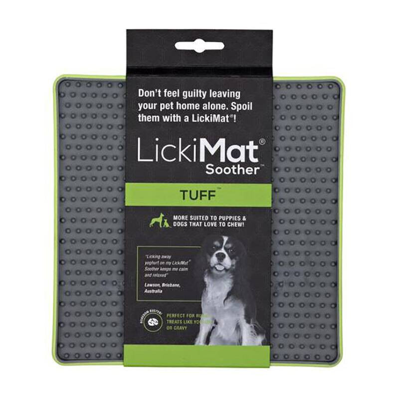 Lickimat TUFF Soother for Dogs in vibrant colors, designed for interactive feeding and calming pets.