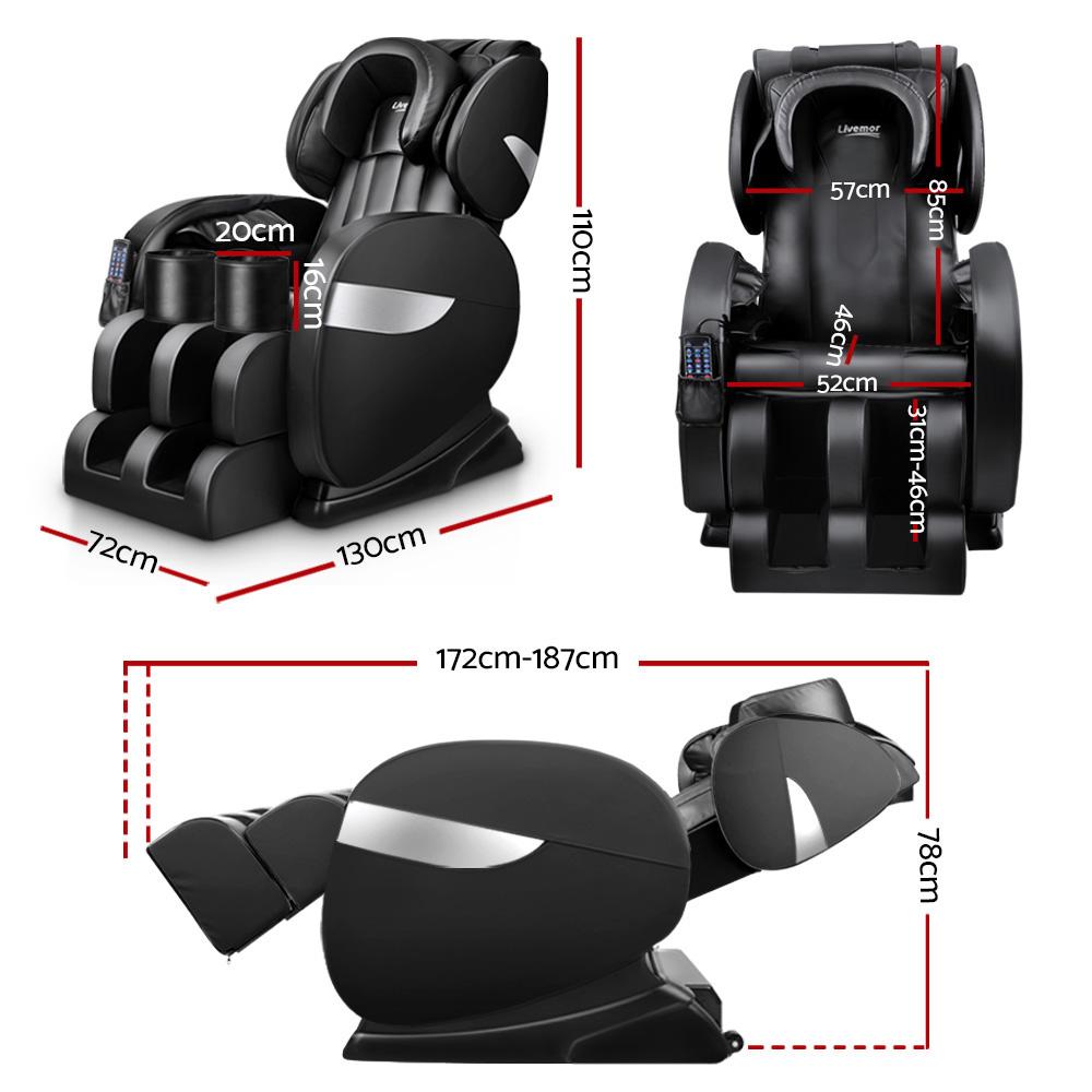 Livemor Electric Massage Chair in black, showcasing its sleek design and advanced features for ultimate relaxation.
