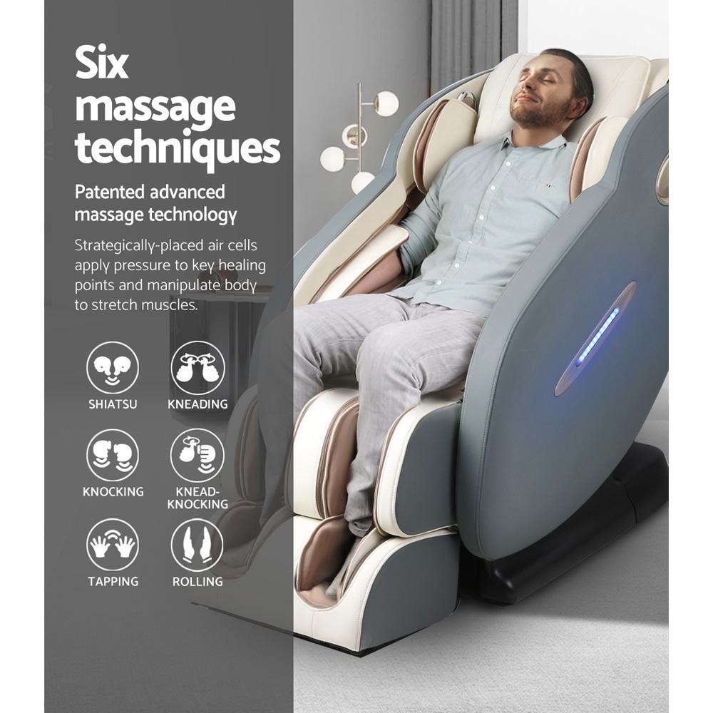 Livemor Electric Massage Chair Recliner featuring SL track design, Shiatsu heat function, and Bluetooth speakers for a relaxing massage experience.