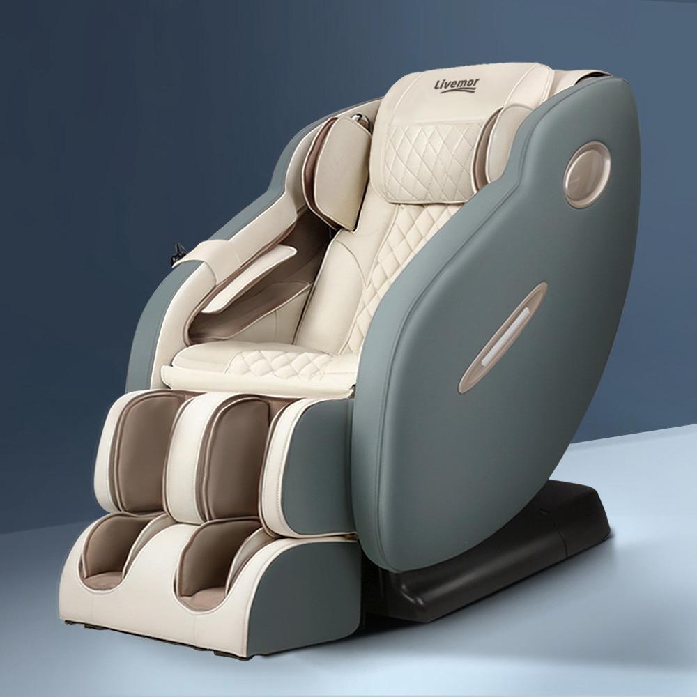 Livemor Electric Massage Chair Recliner featuring SL track design, Shiatsu heat function, and Bluetooth speakers for a relaxing massage experience.
