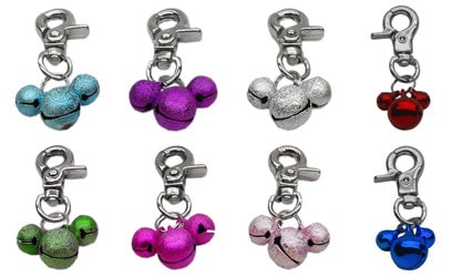 A stylish Lobster Claw Bell Charm attached to a pet collar, featuring a shiny bell and a durable clip for easy attachment.