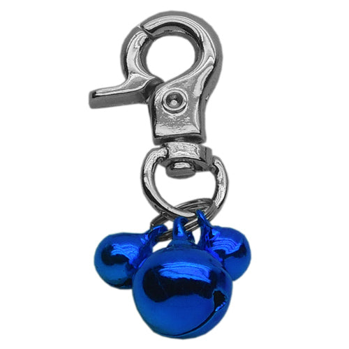 A stylish Lobster Claw Bell Charm attached to a pet collar, featuring a shiny bell and a durable clip for easy attachment.
