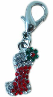 A collection of six Lobster Claw Charms featuring sparkling rhinestones, perfect for festive occasions.