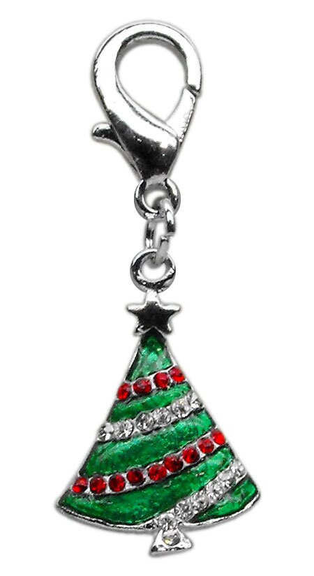 A collection of six Lobster Claw Charms featuring sparkling rhinestones, perfect for festive occasions.