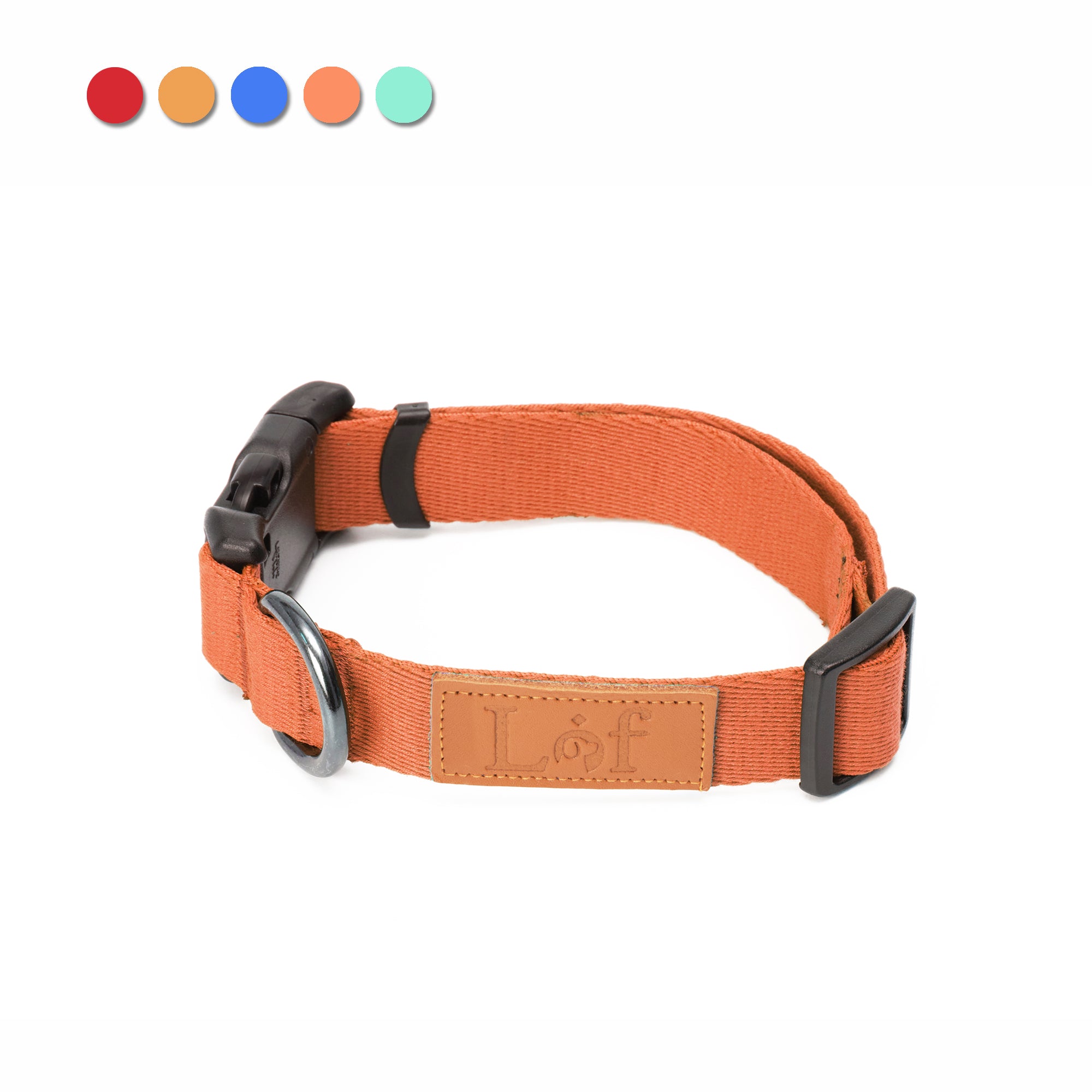 Lof Collar featuring durable 40-stitch webbing, adjustable sizes, and stylish design for dogs.