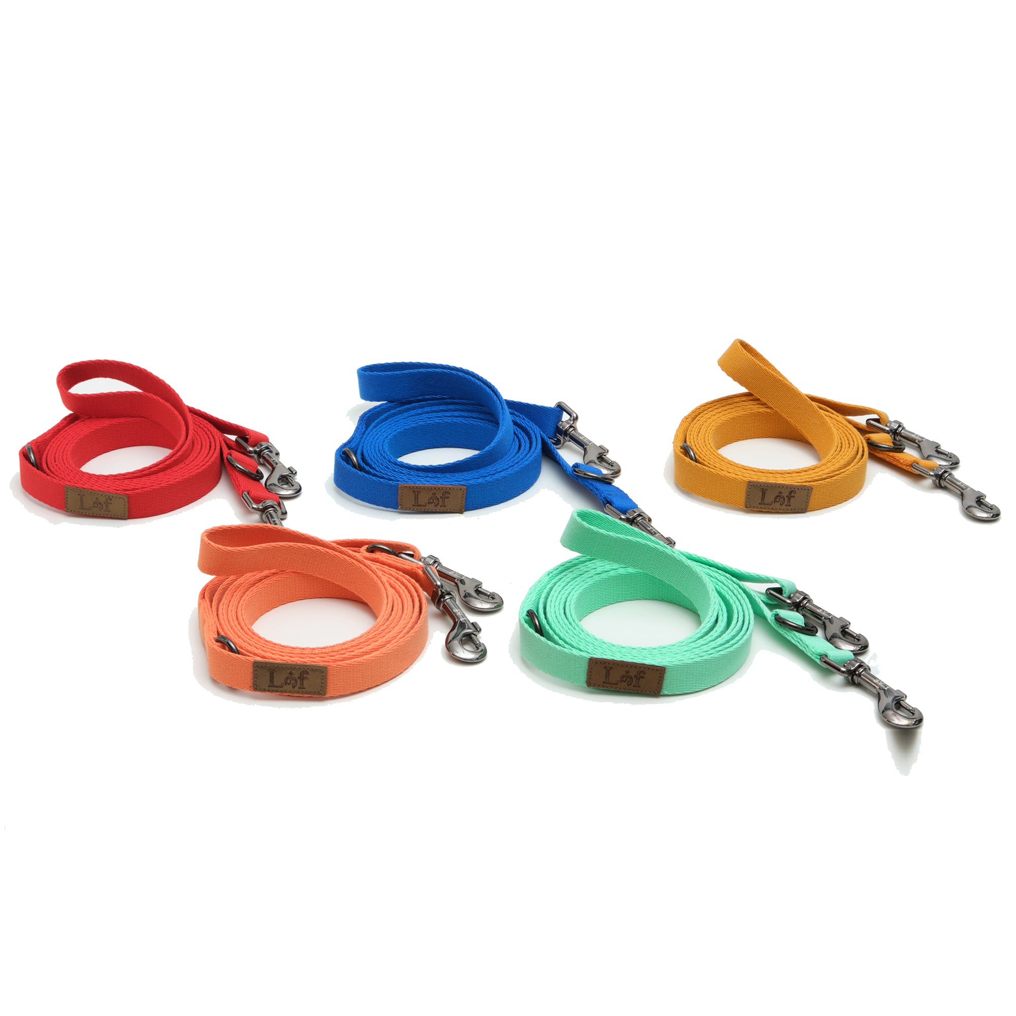 Lof Folding Lead Leash showcasing its adjustable length and durable design, perfect for dog walking.