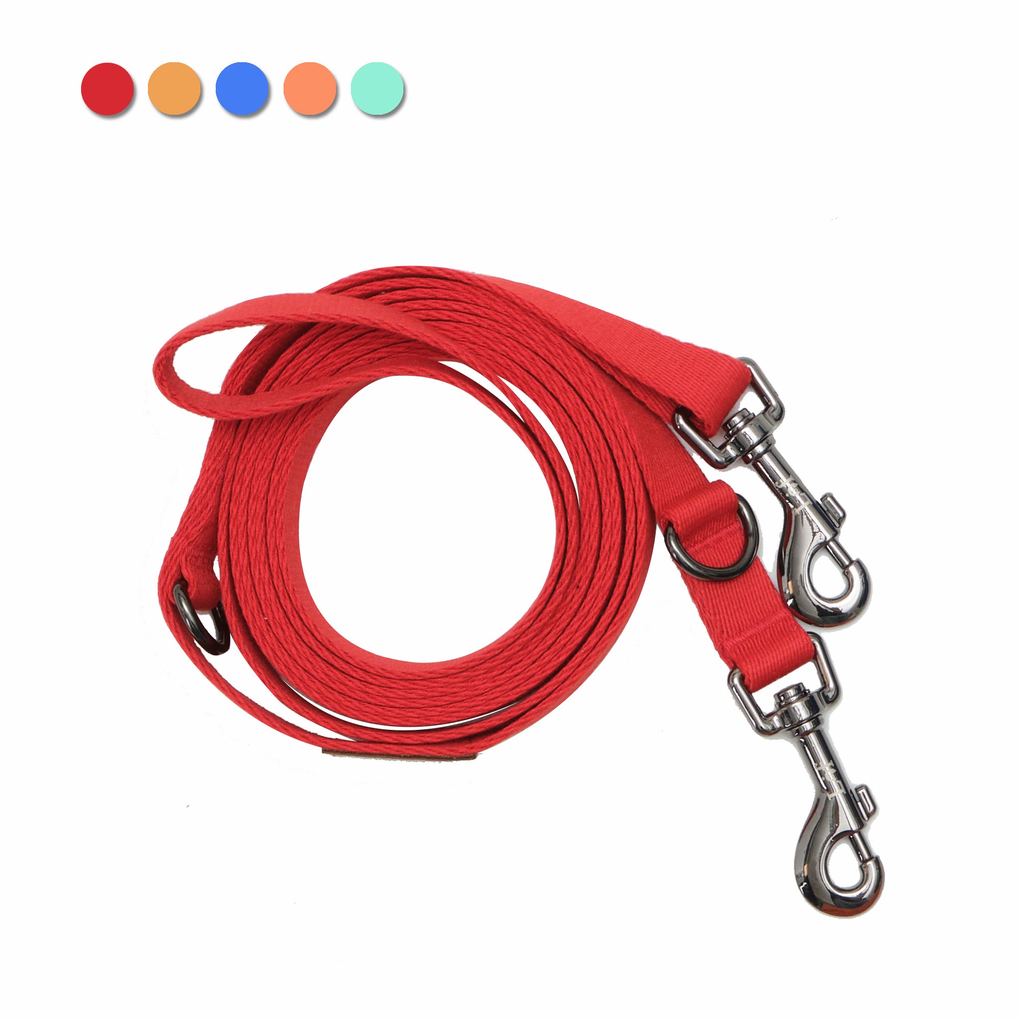 Lof Folding Lead Leash showcasing its adjustable length and durable design, perfect for dog walking.